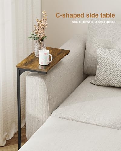 TUTOTAK C Shaped End Table, Small Side Table, 28.7 inch Tall Couch Table | Slim C Table for Sofa, Small Space, Living Room, Bedside, Bed Room, Brown TB01BB071 - color: Brown