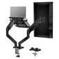 WALI Laptop Desk Mount, Dual Monitor Arm with Laptop Holder, Adjustable Height Laptop Arm Mount for Desk, Fits 17” Notebook and 32” Monitors, Up to 22Lbs (GSMP002LP), Black - size: Dual, style: Fully Adjustable Desk Mount