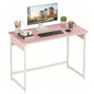 ALISENED Home Office Desk, Sturdy and Stable Computer Desk, 43.3 Inch Computer Desk, Office Desk with Metal Frame, Study Table for Home Bedroom, Pink - color: Pink, size: W-43.3in
