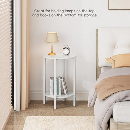 Vagusicc Side Table, Small Round End Table, Set of 2 Half Round Side Table Half Moon Tables, Circle Table Small Round Coffee Table for Living Room, Thin Accent Sofa Table Narrow Entryway Tables, White - color: White