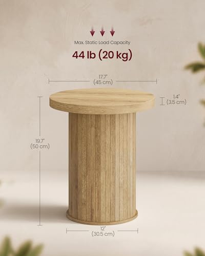 VASAGLE Round Side Table, Tambour End Table, Mid Century Modern Nightstand, Easy Assembly, for Small Spaces, Living Room, Bedroom, Home Office, 17.7 x 19.7 Inches, Natural Brown ULET295K101 - color: Natural Brown, size: Round