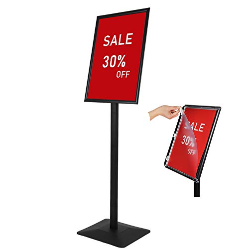 DISPLAYSWORKER Adjustable Heavy Duty Pedestal Sign holder floor Stand,sign stand poster stand Aluminum Snap Open Frame,Standing Floor for 8.5x 11 inch,Vertical/Horizontal View,Black - color: black aluminum frame, size: 8.5-x-11-inch