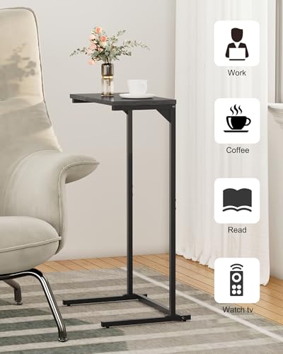TUTOTAK C Shaped End Table, Tray Table, Small Side Table, 28.7 inch Tall Couch Table, Tv Tray, Sofa Table, Living Room, Bed Room, Black TB01BK071 - color: Black