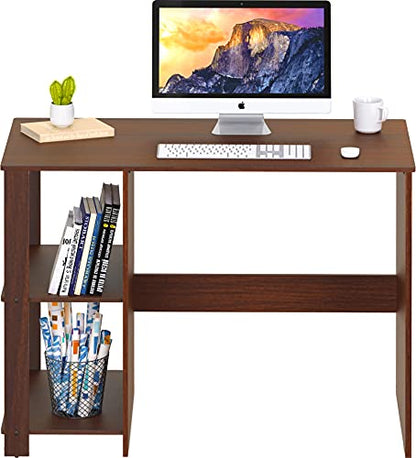 SHW 38-Inch Home Office Computer Desk with Shelves, Cherry - color: Cherry