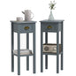 HOMCOM Narrow End Table with Drawer and Bottom Shelf, Slim Side Table for Small Spaces, Skinny Modern Accent Desk for Living Room, Set of 2, Gray - color: Grey