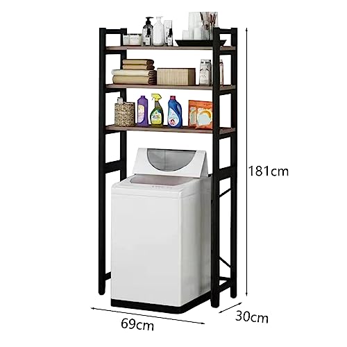 1 Set Over The Toilet Storage, 3-Tier Bathroom Laundry Storage Rack Space-Saving Organizer Household Supplies (Black) - color: Black