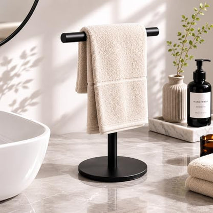 Bathroom Hand Towel Holder Stand，T-Shape Hand Towel Holder Stand SUS304 Stainless Steel Matte Black for Bathroom，Kitchen or Vanity Countertop(2 Pack) - color: Matte Black-2pack