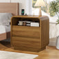 HAUOMS 23.6" Wide Wood Bedside Table, Curved Profile Design, Walnut | Charging Station, 2 Storage Drawers, 25" Tall Nightstand, Large Mid Century End Table, Bedroom/Living Room, Easy Assembly - color: Walnut