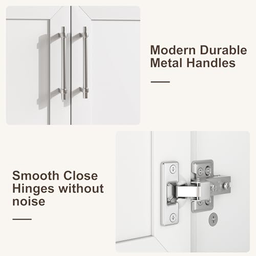 IDEALHOUSE 24" Bathroom Vanity with Sink, Freestanding Wooden Bathroom Vanity Cabinet with Soft-Closing Door and Metal Handle, Modern Floor Standing Storage for Small Spaces,White - size: 24in