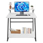 3 Tiers Rolling Computer Desk, 31.5 Inch Home Office Desk with 4 Wheels & 4 Foot Pads, Mobile Small Computer Desk, Student Study Table for Small Space Bedroom (White+Black) - color: White+black