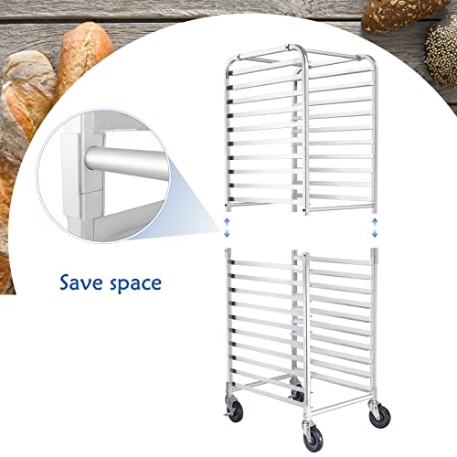HARDURA 20 Tier Bun Pan Rack, Bakery Rack with Casters, NSF Home Commercial Kitchen, Aluminum Storage Cooling Sheet Pan Rack,20"x26"x69"H - size: 20 tier