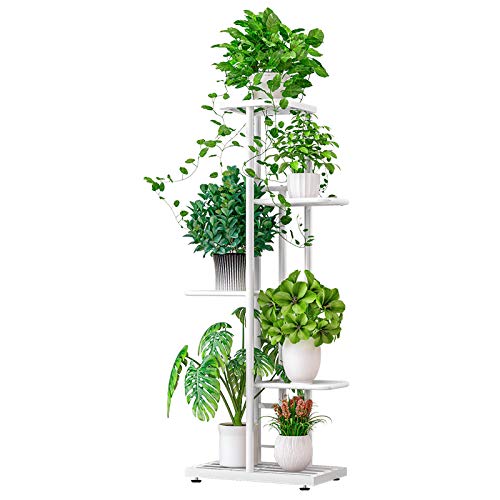 MTB Garden 5 Tier Metal Plant Stand for Indoor Outdoor Flower Pot Display Planter Shelf, White - color: Shiny White, size: 5 Tier