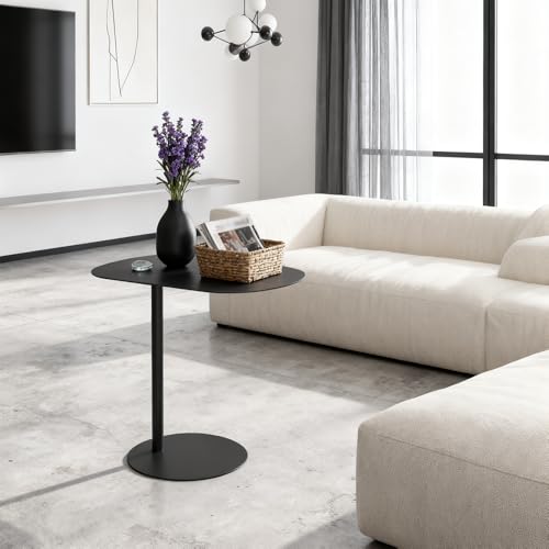 C Shaped End Table Small Side Tables Living Room, Metal Coffee Accent Table | Outdoor C Table Narrow Sofa Table, Couch Tables That Slide Under, TV Trays Bedside Nightstand for Bedroom Patio Small Spaces