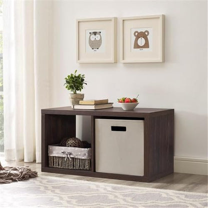 Riverbay Furniture Two Cubby Wood Storage Cabinet, 30 in Wide, Sturdy Particleboard and Veneer Construction, Espresso Finish, Horizontal or Vertical Use, Compact Design for Home Organization - size: 2 Cubby