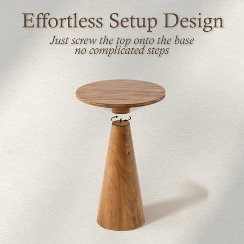 COZAYH Small Pedestal End Table Round Farmhouse Martini Table Wood Plant Stand Rustic Drink Table for Small Space Living Room, Walnut - color: Walnut