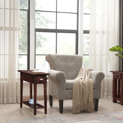 Leick Home 15-In Wide End Table, Solid Wood Construction, One Drawer, One Lower Shelf, Narrow Width, Easy-Assembly, Chocolate Oak, 15.0 In. W x 24.0 In. D x 24.0 In. H, 10071-CH - color: Chocolate Oak