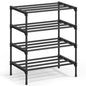 SONGMICS 4-Tier Shoe Rack for Closet, Compact Metal Shoe Organizer Shelf for Entryway, Bedroom, Small Spaces, Stackable, 11.8 x 17.7 x 26 Inches, Black ULSA114BH01 - size: 4 Tiers (17.7"W)
