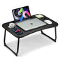 Foldable Lap Desk, Laptop Bed Desk, Portable Lap Table, Laptop Bed Table with Cup Holder & Tablet Slot & Lifting Handle for Working Writing Drawing & Eating - Black Wood - color: Black Wood