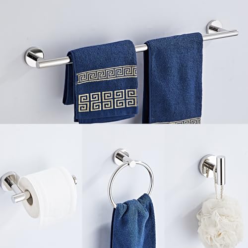Chrome Bathroom Hardware Set 10 Piece with Towel Racks for Bathroom, SUS304 Stainless Steel Bath Towel Bar Set, 24 Inch Wall Mounted Accessories Kit - color: Chrome-10pcs