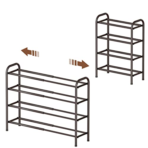 Gonfoam Expandable 4-Tier Shoe Rack for Closet and Entryway, Bronze | Tool-Free Assembly, Metal Material, Adjustable Shoe Organizer, Sturdy, Small Space Solution, Dorms, Garages, Apartments. - color: Bronze, size: 4 Tier