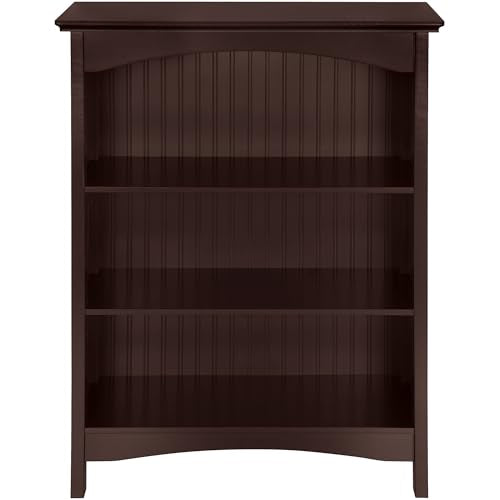 eHemco 3 Tier Bookcase with 2 Arched Supports, 40 Inches, Cherry - color: Cherry, size: 3 Tier