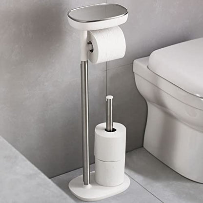 Joseph Joseph EasyStore Butler Toilet Paper Holder Stand and Spare Roll Storage with Shelf and Drawer, Stainless Steel - style: Stand