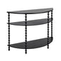 Creative Co-Op 3-Tier Curved Accent Table with Beveled Shelves and Doweled Legs, Matte Black Finish - color: Black, size: 47.25"L x 15.75"W x 34.5"H