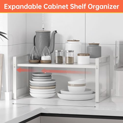 Expandable Cabinet Shelf Rack 9" Wide – Fits 14" to 25" Cabinets (White) | Expandable 14" to 25", Fits Most Standard Cabinets, Heavy Duty Metal, Non-Slip, for Kitchen, Pantry, Spices, Cans & Bottles - color: 9" wide ( 1 PACK)