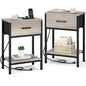 Vagusicc Nightstand Set of 2 with Charging Station, Bed Side Table with Fabric Drawer, Small End Table with 2-Tier Storage Shelves, 25.4" Tall Night Stand Bedside Table for Bedroom Living Room, Greige - color: Greige (2 Pack)
