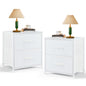 Nightstand Set of 2 Small 2 Drawer Dresser End Table Bedside Furniture | Wooden Top Fabric Bins for Bedroom, Closet, Entryway, Dorm, 11.8" D x 18" W x 20", White - color: White