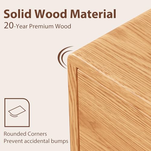 Solid Wood Nightstand Natural Night Stand with Drawers Mid Century Modern Nightstand with Storage,Wood Night Stand,Small Bedside Table for Bedroom,Living Room,Office,Natural Bedside Table - color: Natural, style: 2 drawers