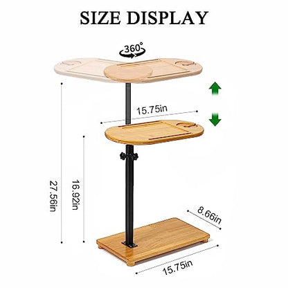 Bamboo Bathtub Tray Table with Adjustable Height, Enhanced Stability, Freestanding Design for Spa,Bathtub, Bed, Sofa, Couch with Wine Glass Holder, Perfect for Luxury Bath Home Spa Gift