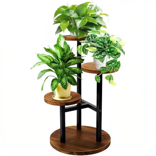 3 Tier Plant Stand Indoor | Metal Wood Plant Stands For Indoor Plants Multiple, Corner Tiered Flower Plants Shelf Stand for Living Room Bedroom, Brown - color: 3 Tier-Brown