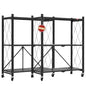 DEANIC 3 Tier Foldable Storage Shelves with Wheels, Kitchen Appliance Stand, Freestanding Metal Wire Shelf Rack, No Assembly Organizer Rolling Cart for Garage, Basement, Pantry(Black Pack of 2) - color: Black