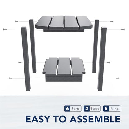 nalone Adirondack Side Table 16.5" Outdoor Side Table HDPE Plastic Double Adirondack End Table Small Table for Patio(Grey) - color: Grey