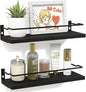 RICHER HOUSE Bathroom Shelves, Black Floating Wall Shelf Organizer Over Toilet Storage with 2 Shelves - color: Black