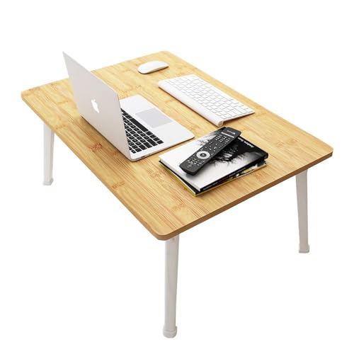 Foldable Laptop Desk for Bed, Bed Laptop Table, Foldable Portable Lap Bed Tray, 23.6 Inch Floor Table for Drawing Reading and Writing, Bamboo - color: Bamboo Color-low Legs