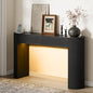 55" Fluted Console Table with 2 Drawers & LED Lights,Entryway Tables with Charging Station,Narrow Sofa Table Behind Couch,Mid-Century Modern Foyer Table for Entryway, Hallway, Living Room(Black) - color: Black