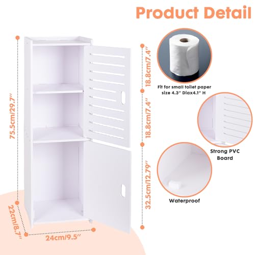 ShellKingdom Toilet Paper Holder Stand, Small and Slim Bathroom Storage Cabinet for Bathroom Small Spaces, 29.7 x 9.5 x 8.7 inch - size: 29.7 x 9.5 x 8.7 inch