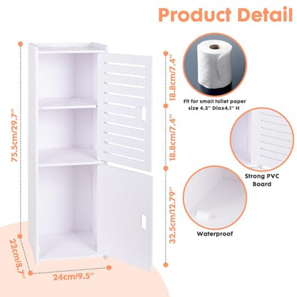 ShellKingdom Toilet Paper Holder Stand, Small and Slim Bathroom Storage Cabinet for Bathroom Small Spaces, 29.7 x 9.5 x 8.7 inch - size: 29.7 x 9.5 x 8.7 inch