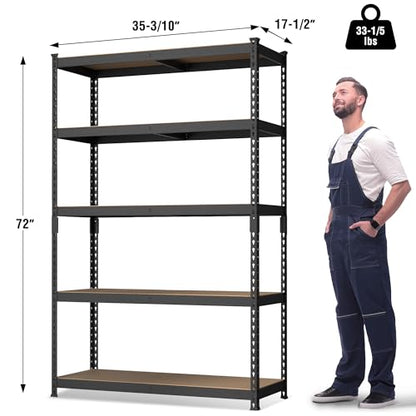 WORKPRO Shelving with MDF Board, 35-3/10”W x 17-1/2”D x 72”H, 1650LBS Load - color: Black, size: 35.3W x 17.5"D x 72"H