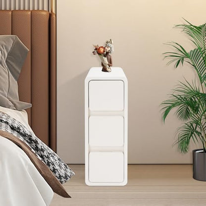 Narrow Nightstand with Drawers, Floor Standing Small Bedside Tables Skinny Nightstand Narrow Side Table Slim End Table for Bedrooms, Living Rooms, Hallways, Study Rooms, Offices Off-White - color: Off-white