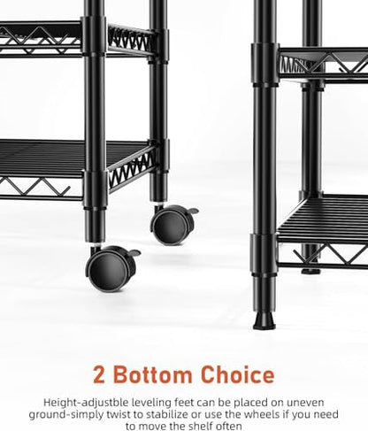 Simple Deluxe 3-Tier Heavy Duty Adjustable Storage Shelf with Wheels, 23.23”W x 13.39”D x 30.31”H, Mobile or Stationary Metal Shelving Unit, Easy Assembly for Kitchen, Pantry, Laundry Room, Black - size: 3-Tier, 23.23”W x 13.39”D x 30.31”H, style: 1 Pack