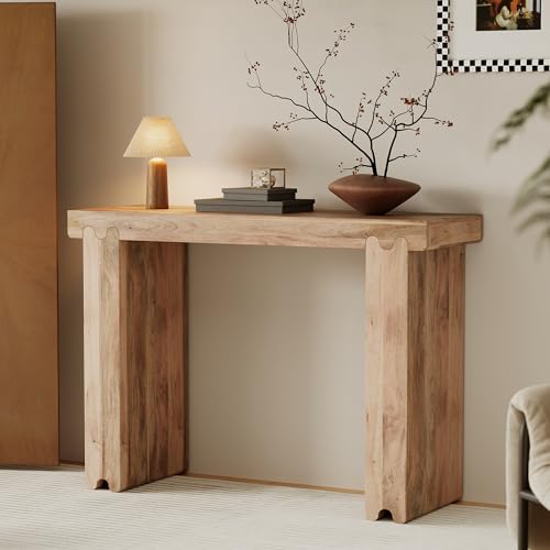 Merax Farmhouse Mango Wood Entryway Table, Minimalist Narrow Console Tables for Hallway, Living Room, Foyer, Easy Assemble, Natural - color: Natural