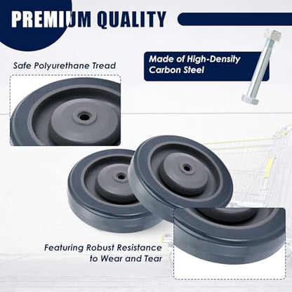 MAOPINER 8 Pack 5" Shopping Cart Wheels, TPU Casters with Screws, Grey | Ball Bearing Replacement Wheels for Grocery, Supermarket and Utility Carts, Polyurethane Tread Casters for Smooth Rolling