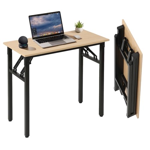 Panana Small Foldable Computer Desk, 31.5 inch Folding Home Office Desk for Small Spaces, Modern Simple Style for Home, Office, Study, Writing, No Assembly Required (Natural Wood, 31.5" x 15.7") - color: Natural Wood