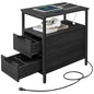 VASAGLE Side End Table with Charging Station, Slim Nightstand with 2 Drawers, Narrow Bedside Table for Living Room, Small Spaces, Charcoal Gray and Ink Black ULET321B22 - color: Charcoal Gray + Ink Black, size: 23.6"D x 13.8"W