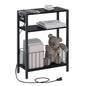 TRIFEBLE Narrow Side Table with Charging Station, Small End Table for Small Spaces, Slim Nightstand with Storage Basket, 3 Tier Skinny Bedside Table for Living Room, Bedroom, Black - color: Black, style: With Basket & Power