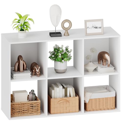 Sweetcrispy 6 Cube Storage Organizer - Open Cube Bookshelf with 3 Removable Back Panels, Display Storage Bookcase for Living Room, Bedroom, Entrance Hall, Home Office，36" Lx11.6 Wx24 H, White - color: White, size: 6-Cube(36"L×11.6" W×24"H)