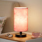 Fenmzee Small Table Lamp for Bedroom - Inline Control, Bedside Lamp with 3000K A15 LED Blub, Easy Assembly (Pink Shade - Black Base, 9" Inline Control) - color: Pink Shade - Black Base